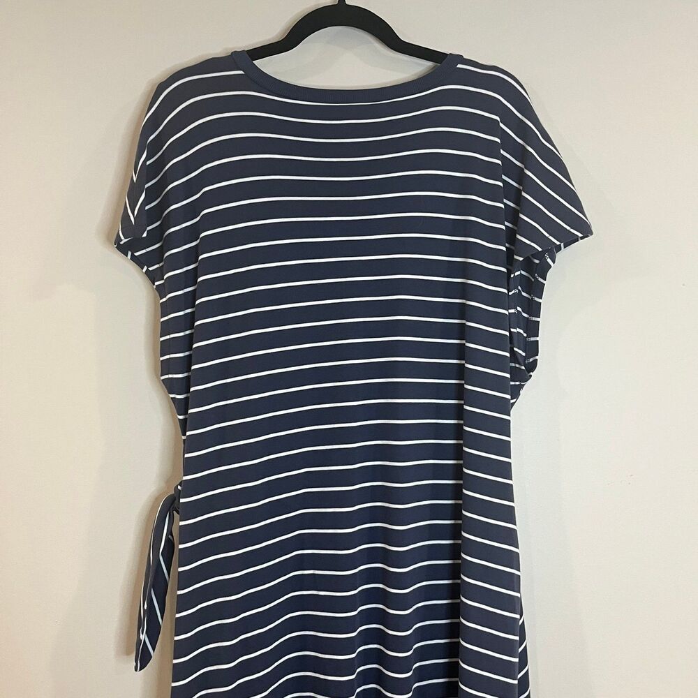 Haven Well Within Organic Cotton Interlock Knot Waist Dress Blue Stripe size XXL - Picture 4 of 6